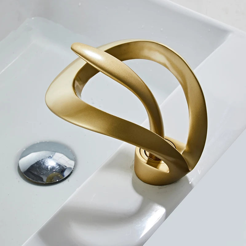 Creative Matte Golden Bathroom Basin Faucet