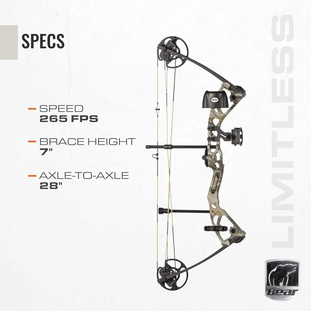 Limitless Dual Cam Compound Bow - Includes Quiver, Sight and Rest, God's Country