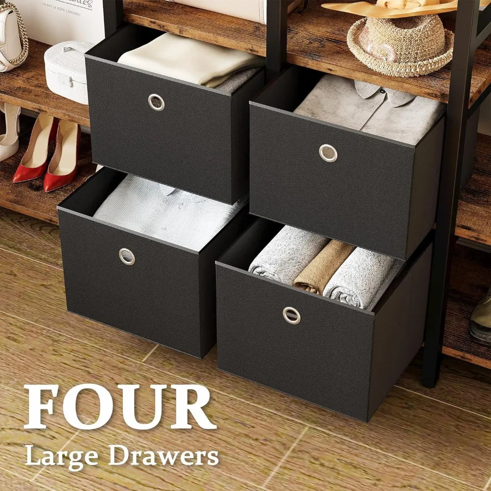 Garment Racks with Shelves 4 Drawers