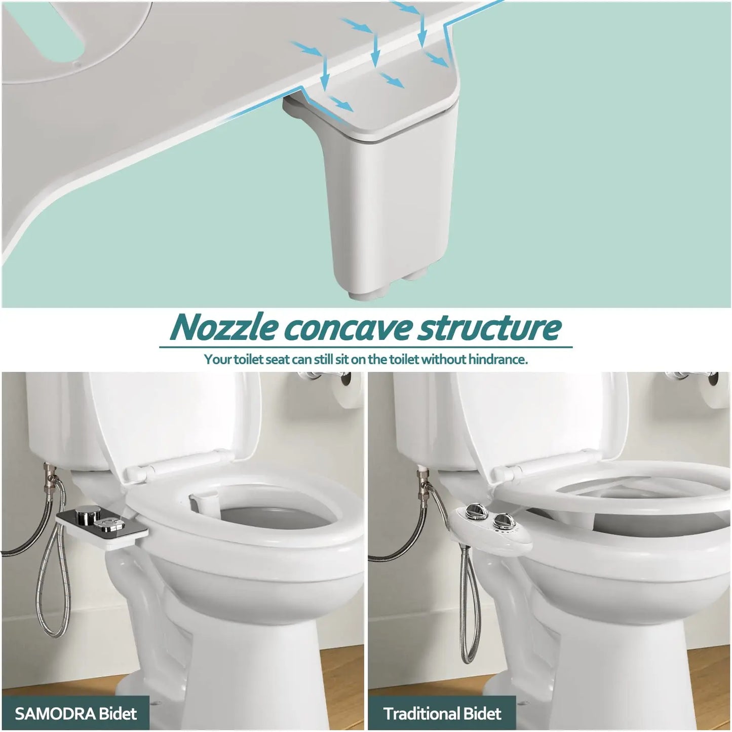 Bidet Toilet Seat Attachment Dual Nozzles