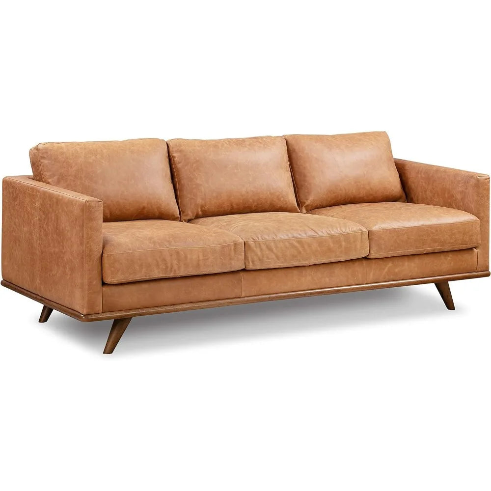 85" Sofa in Full-Grain Pure-Aniline Italian Tanned Leather