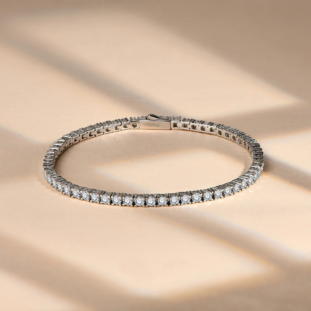 Round Cut 5.0 4.0mm Moissanite Tennis Bracelet for Women