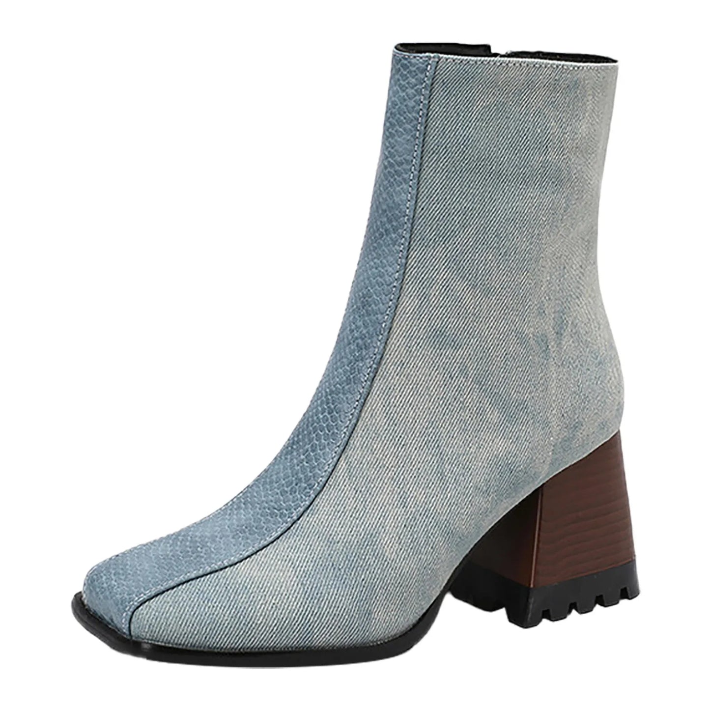 Fabric Square Toe Ankle Boots Women