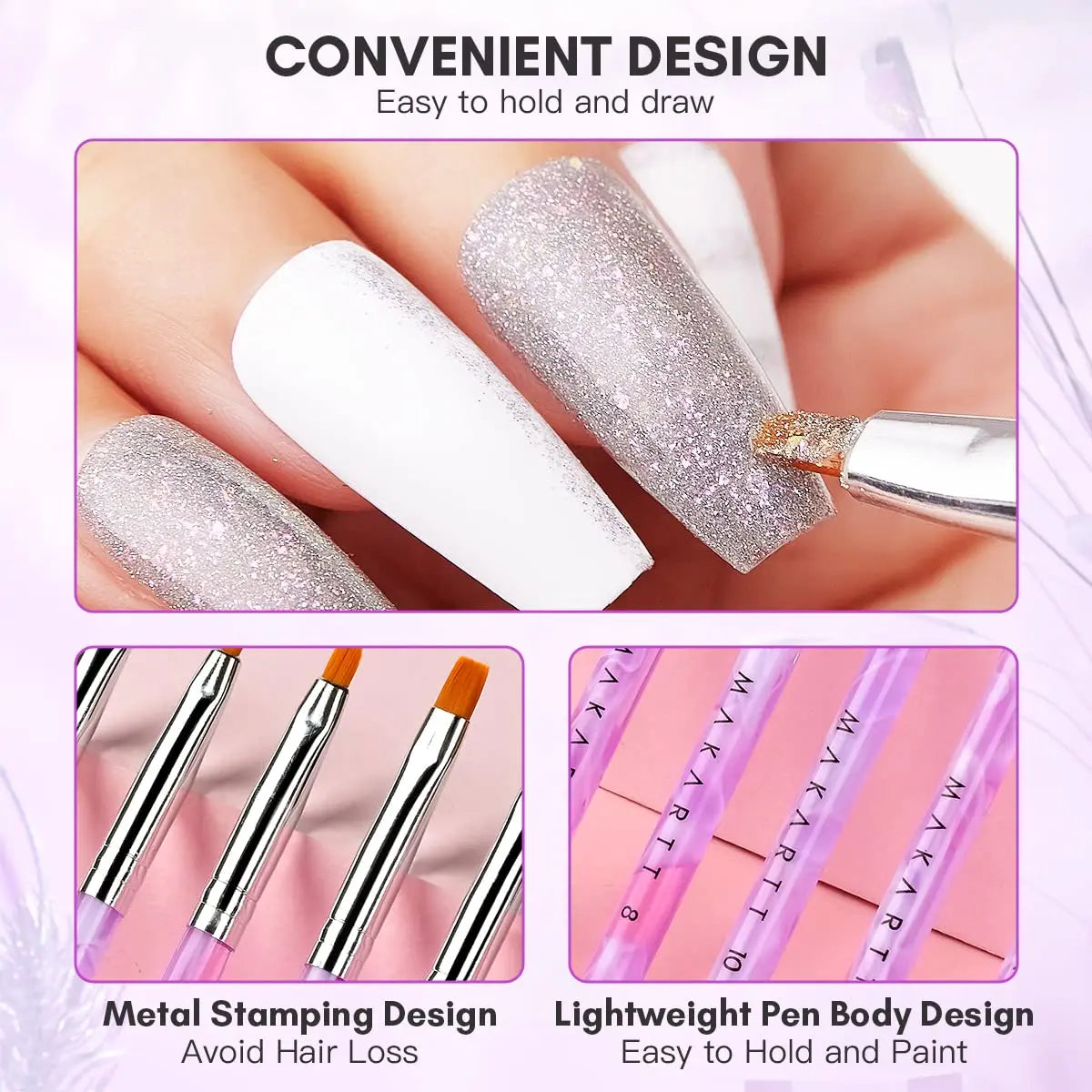 7Pcs Multifunctional Nail Art Brush Set for UV Gel