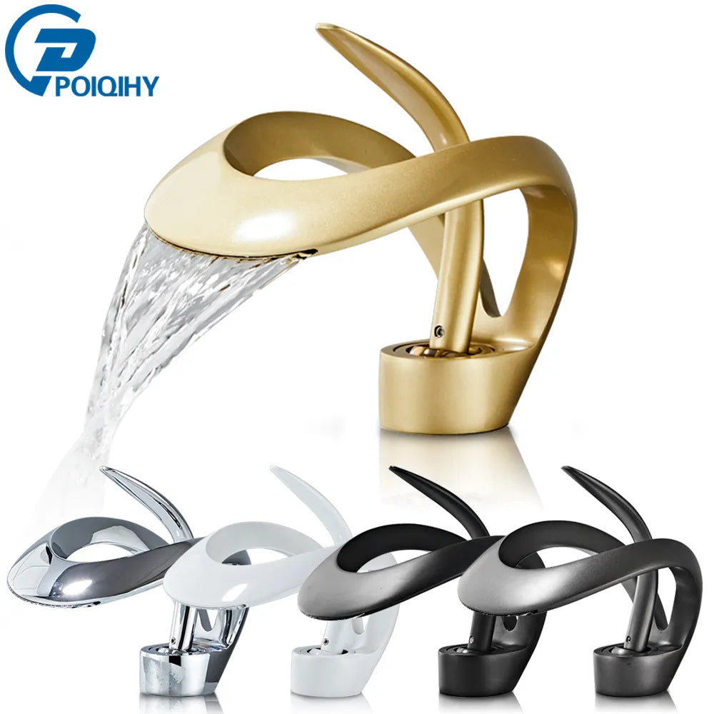 Creative Matte Golden Bathroom Basin Faucet