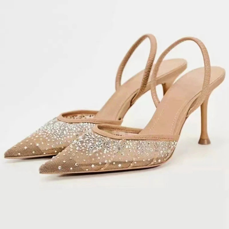 Glitter Rhinestone Pointed  Women High Heel