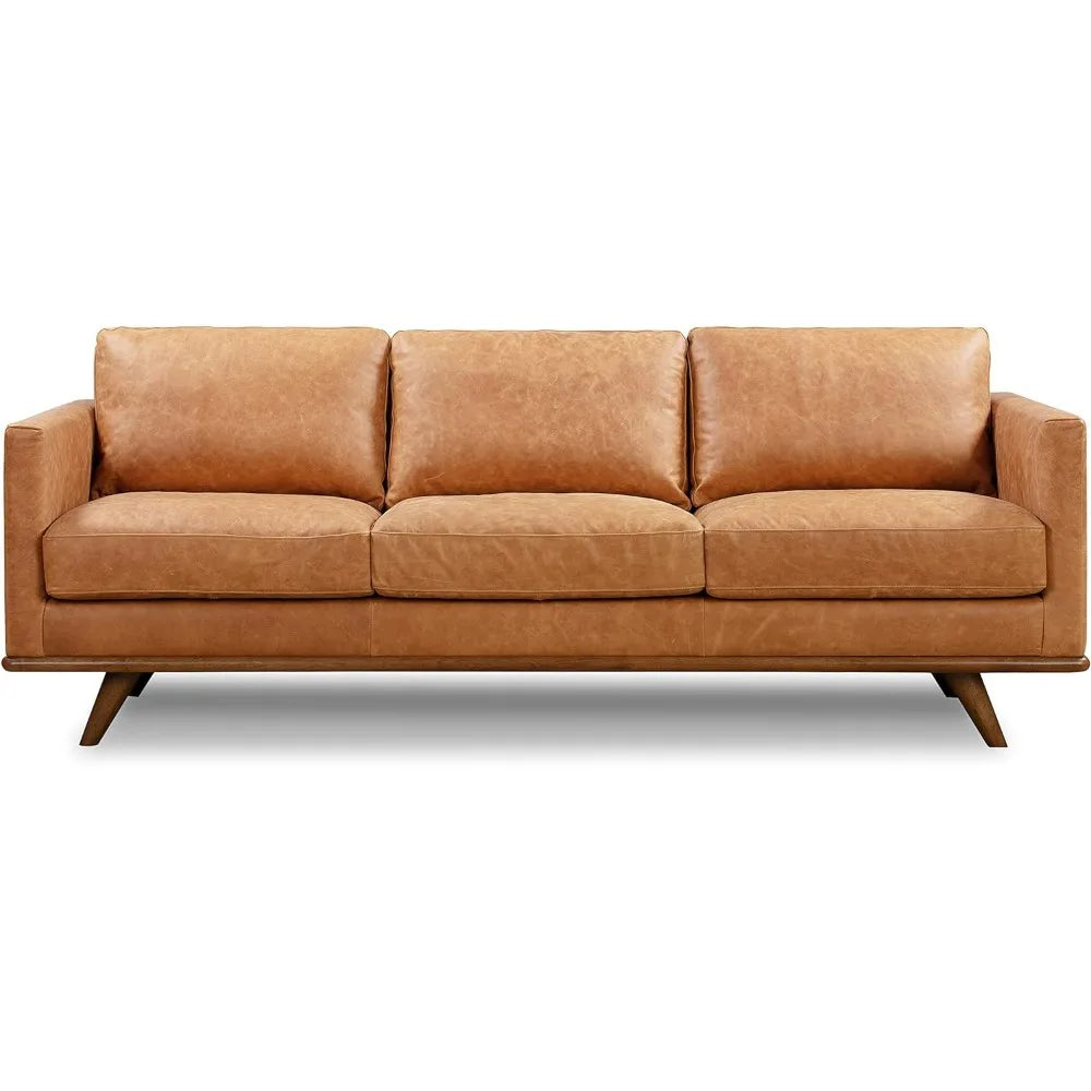 85" Sofa in Full-Grain Pure-Aniline Italian Tanned Leather