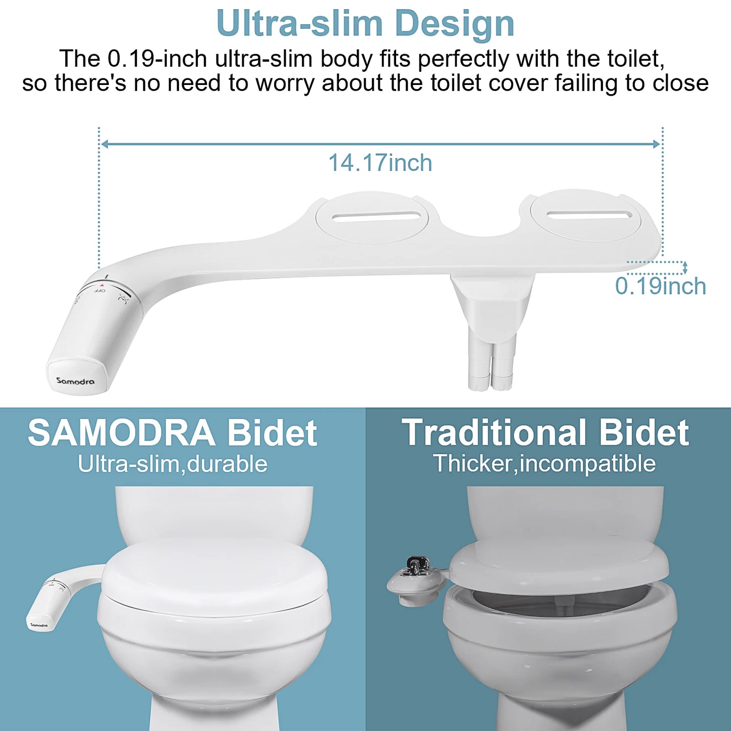 Toilet Seat Attachment Dual Nozzle Bidet