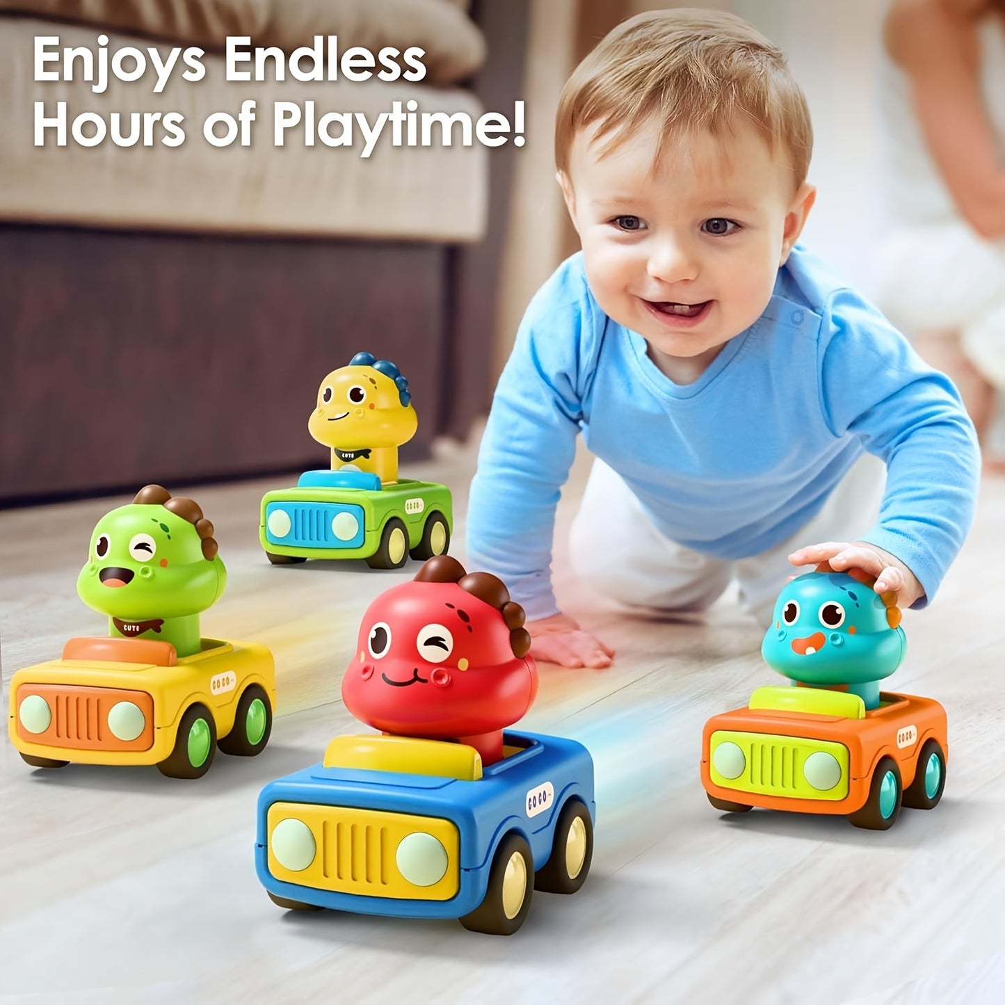 Go Car Toys For Toddlers 1-3, Baby Animal Race Cars