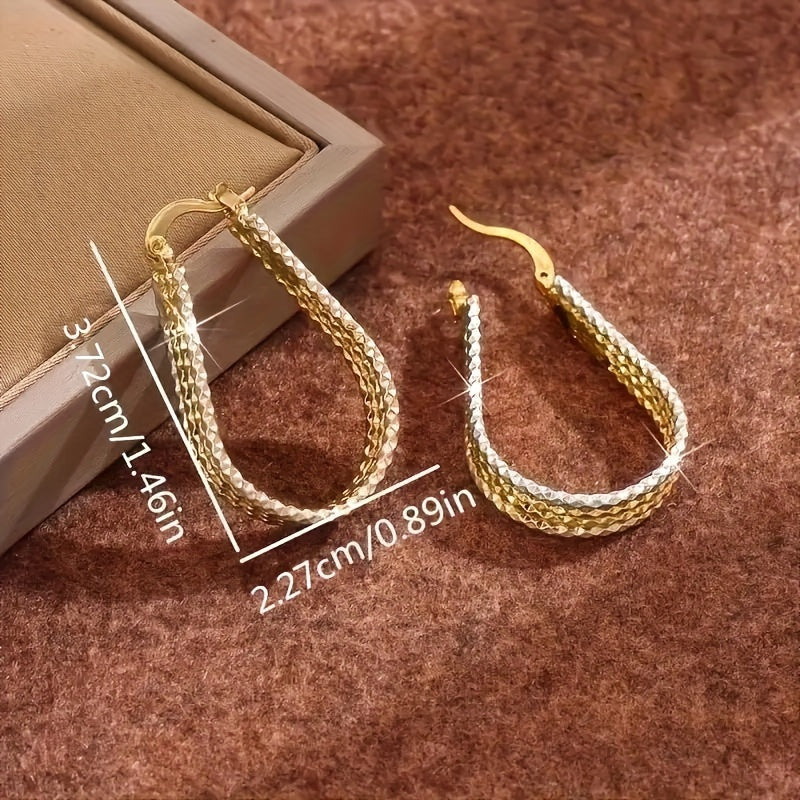 Fashionable and shiny water droplet ripple Hoop earrings