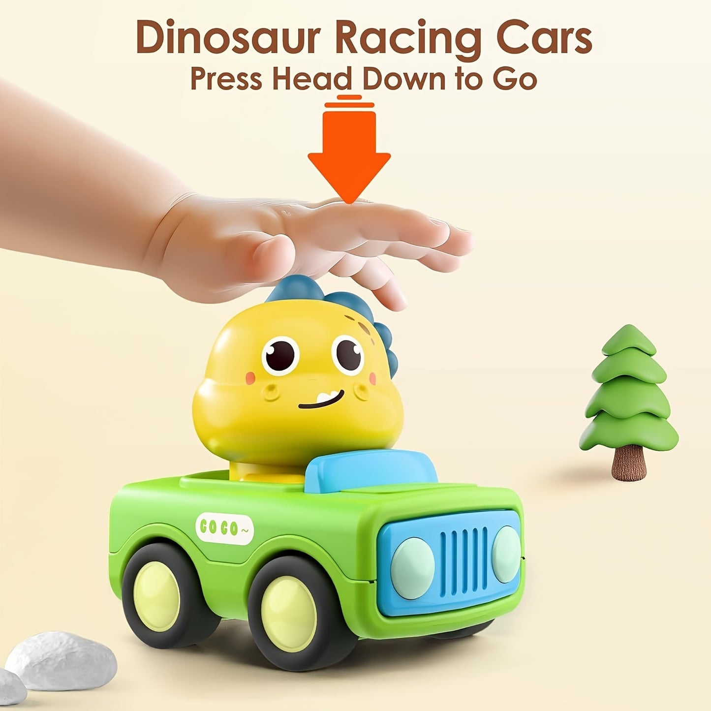 Go Car Toys For Toddlers 1-3, Baby Animal Race Cars