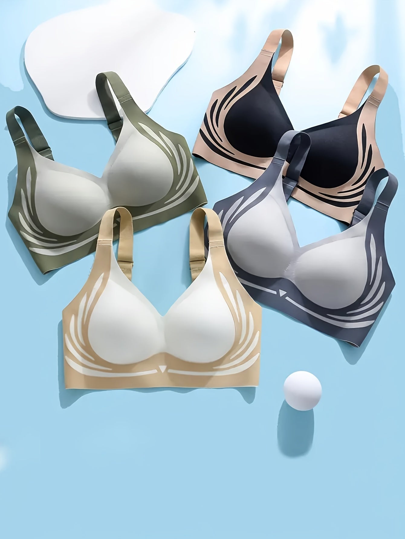 4-piece set of anti-gravity lifting, light luxury, bra, skin-friendly, breathable, comfortable