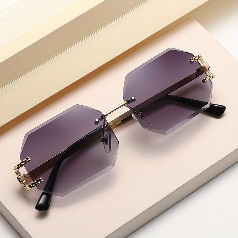 1pc Polygonal Frameless Fashion Glasses For Women