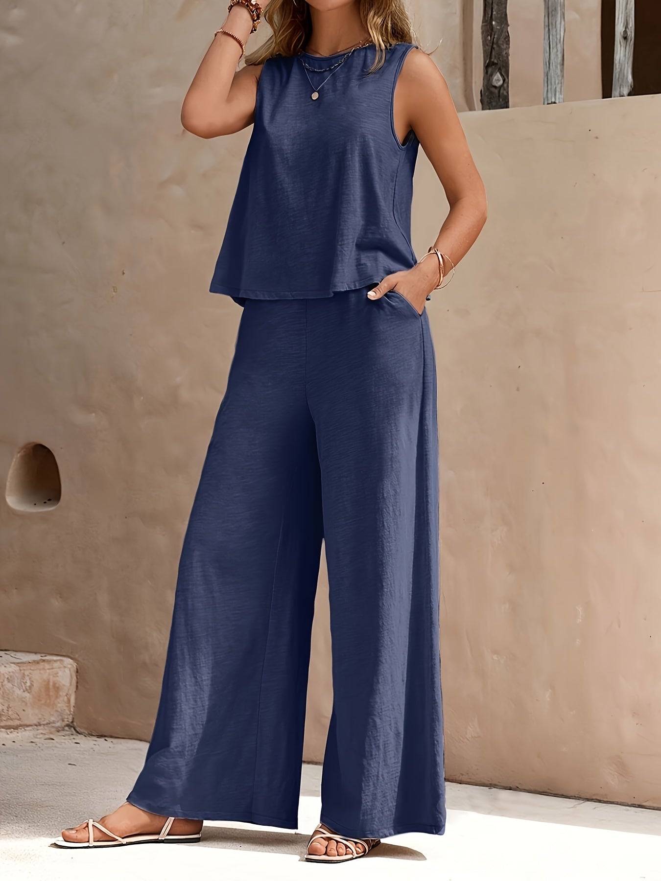 Casual Solid Color Two-piece Pants Set