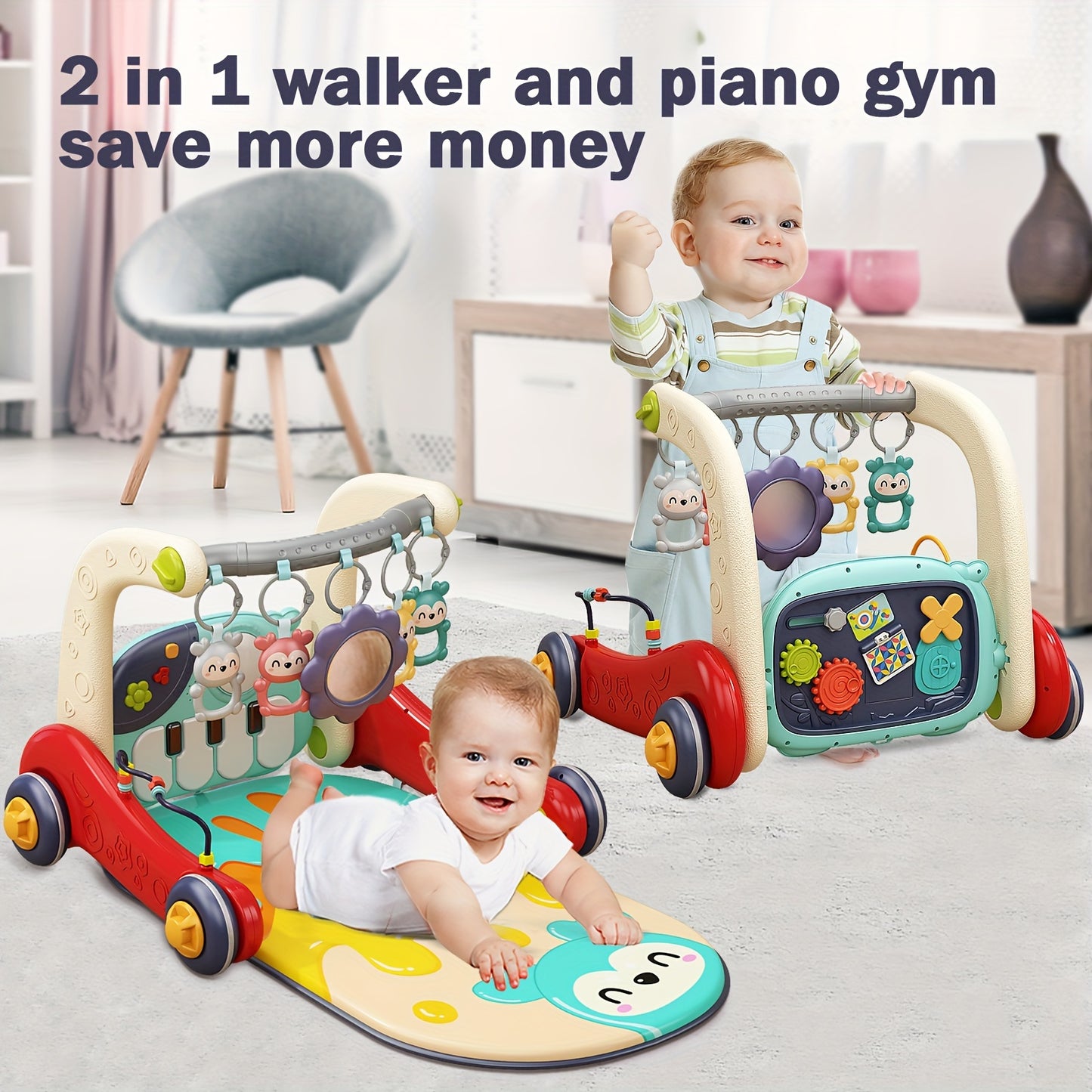 3-in-1 Baby Game Mat, Baby Fitness Floor Activity Center