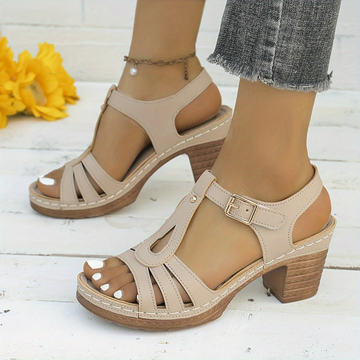 Comfortable Non-Slip Chunky Heels, Perfect for Casual Everyday Style