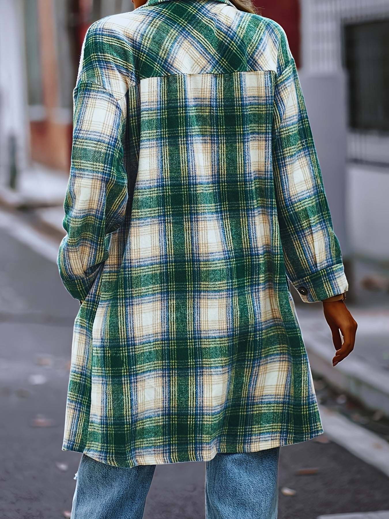 Plaid Pattern Button Up Shirt Jacket