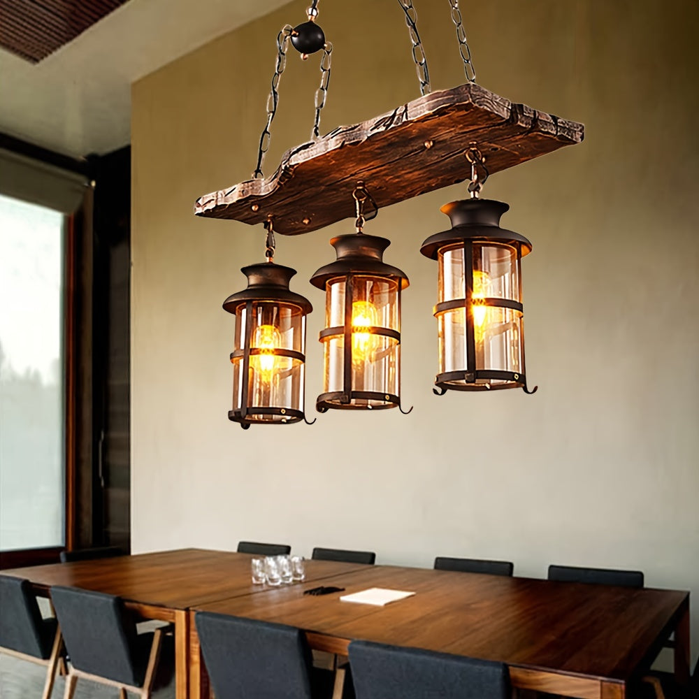 3-Light Farmhouse Loft Rustic Chandelier