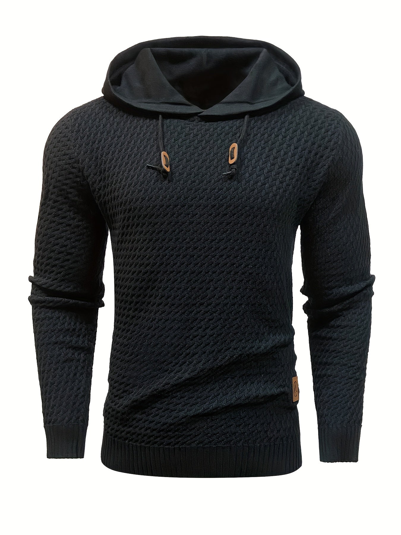 Men's commuter casual texture bump solid color hooded sweater