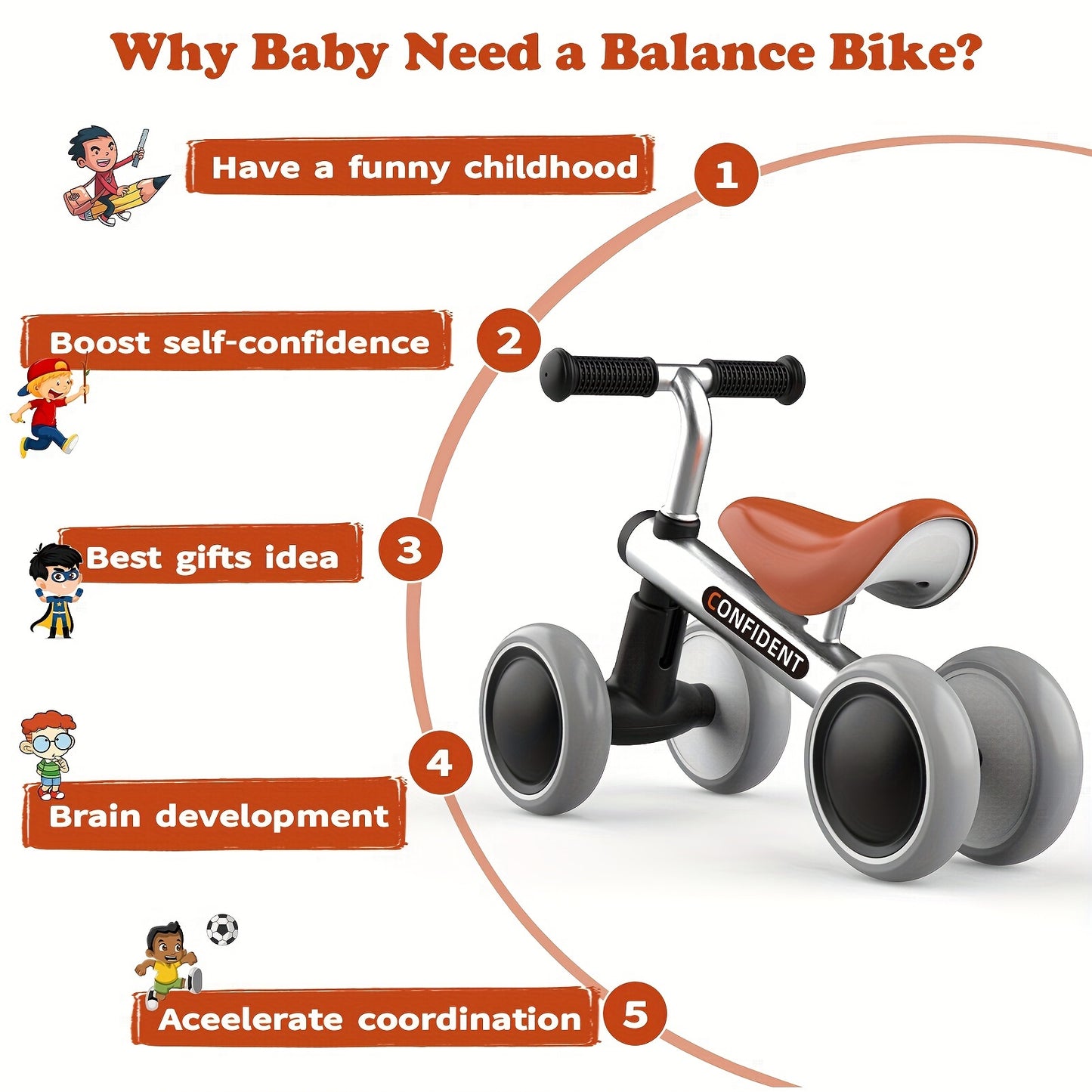 Baby Balance Bike for 1 Year Old / No Pedal & Silence Wheels, Ride On Toy Gifts For 1 Year Old Boy, Grey