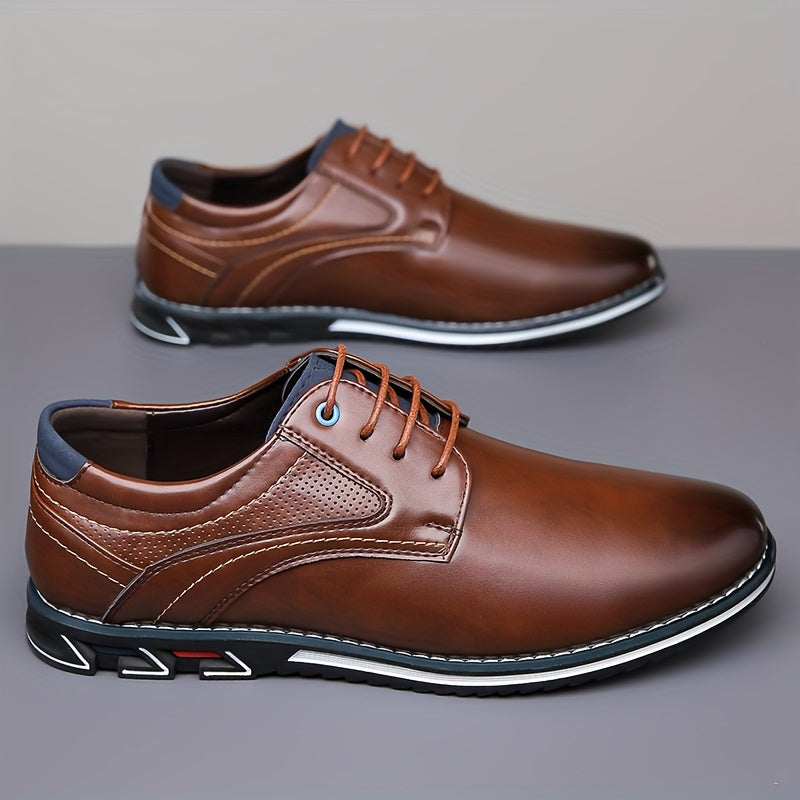 Plus Size Men's Solid Color Plain Toe Derby Shoes