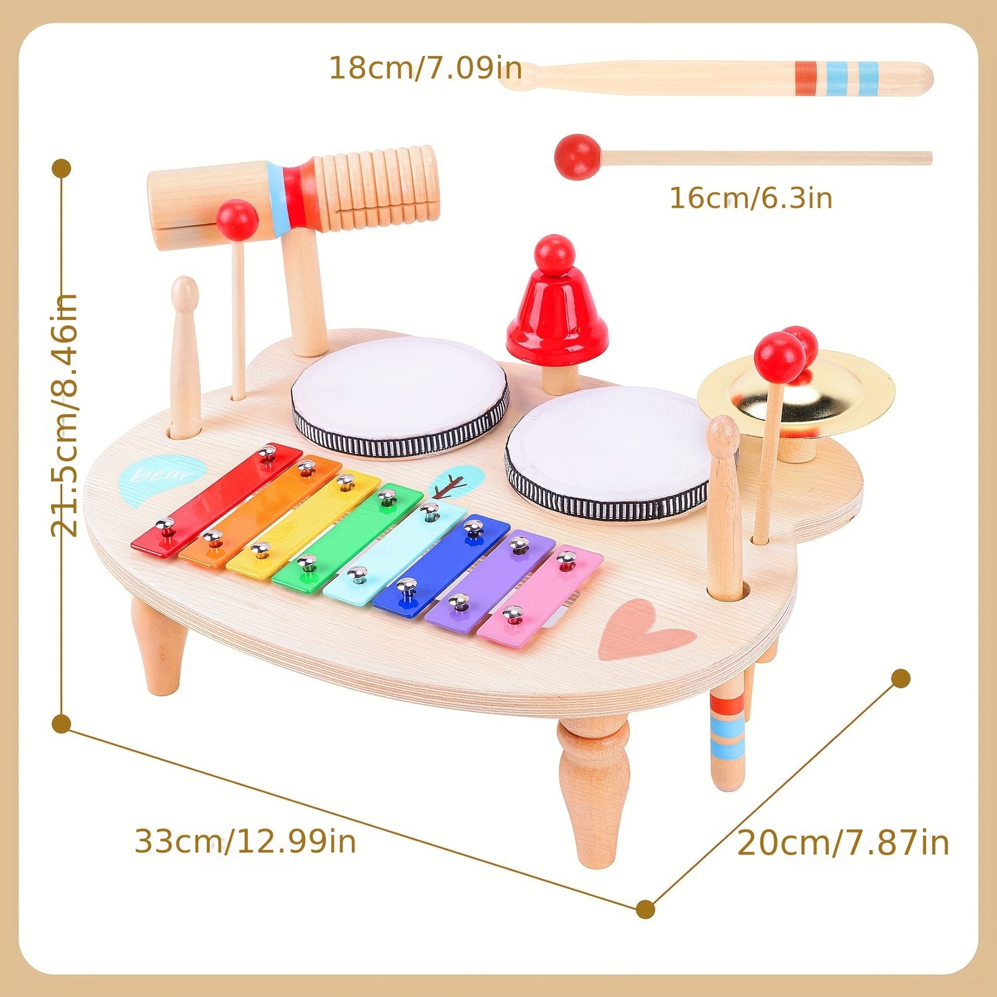 Children's Drum Kit, 10-in-1 Musical Instruments Children From 1 2 3 Years