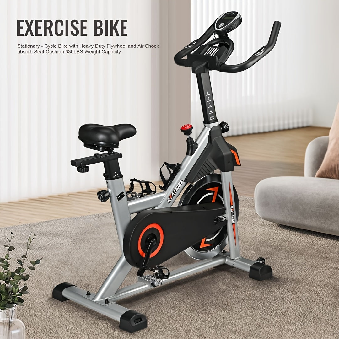 Silent Belt Drive Indoor Exercise Bike - Heavy Duty Flywheel, Comfort Seat & Upgraded LCD Display