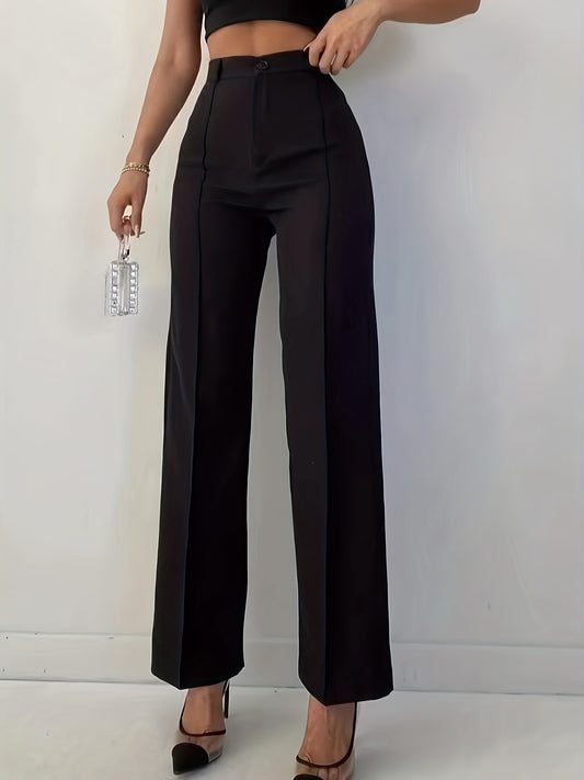 Solid Pintuck Straight Leg Pants