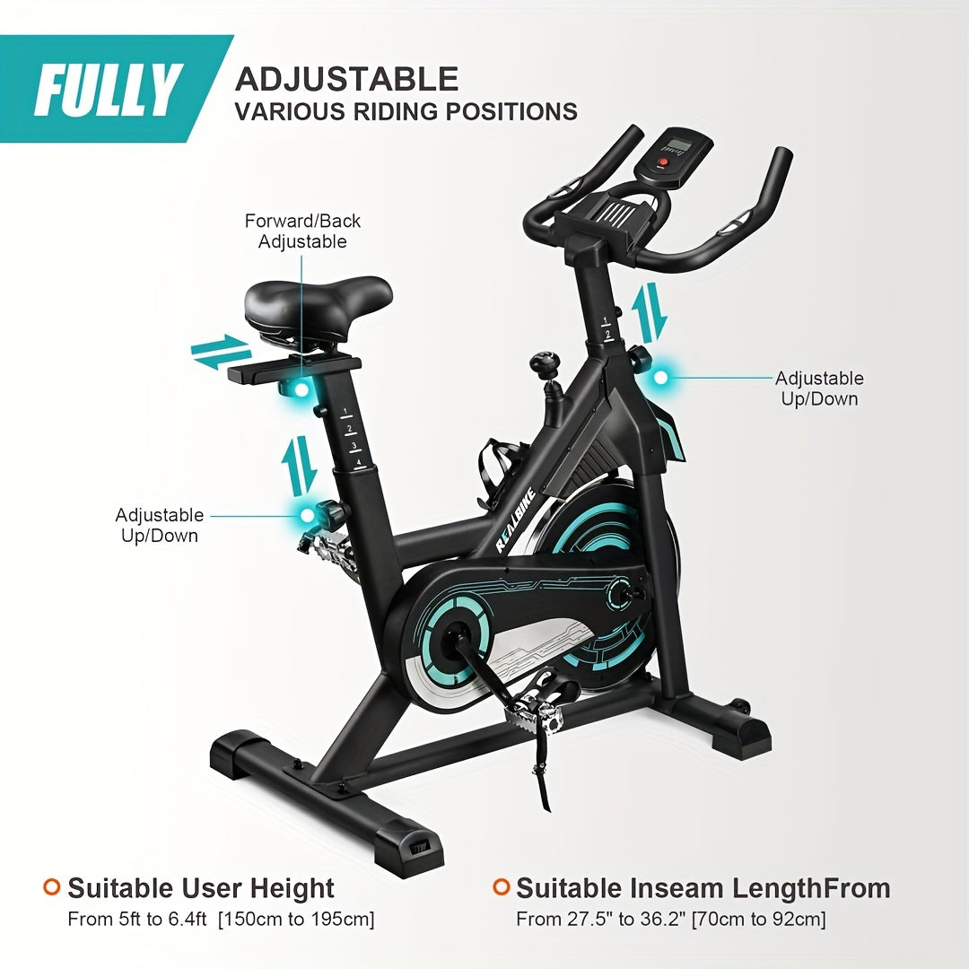 Silent Belt Drive Indoor Exercise Bike - Heavy Duty Flywheel, Comfort Seat & Upgraded LCD Display