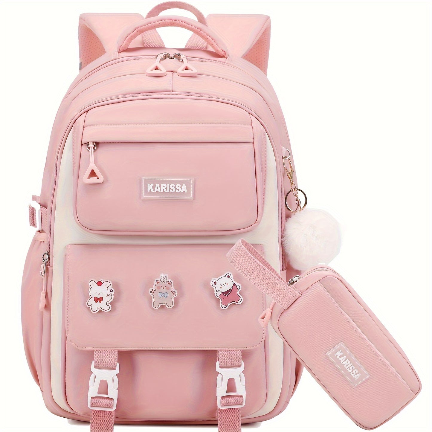 Backpack for Girls, can fit 15.6 tablet w/ pencil case included.